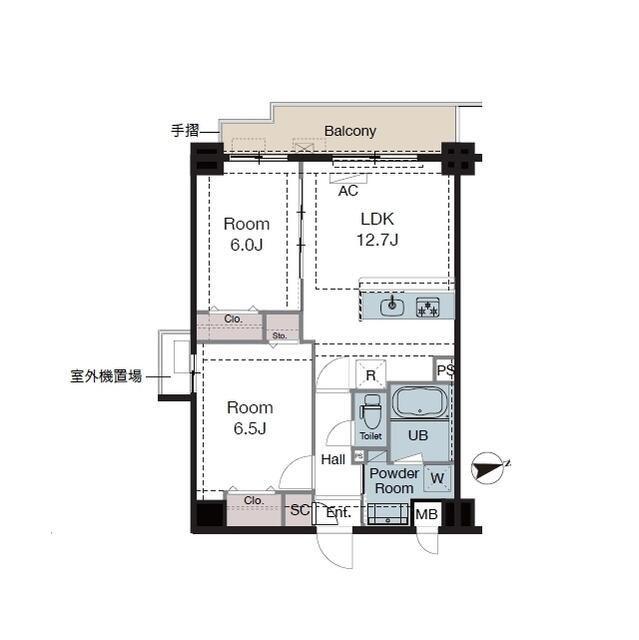 ラグゼナ東陽町(2LDK/4階)の間取り写真