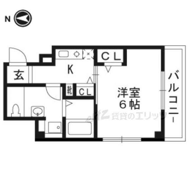 サンクラッソ茨木駅前(1K/2階)の間取り写真