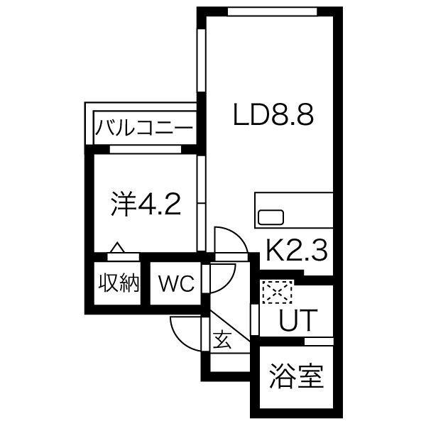 グランドライン(1LDK/3階)の間取り写真