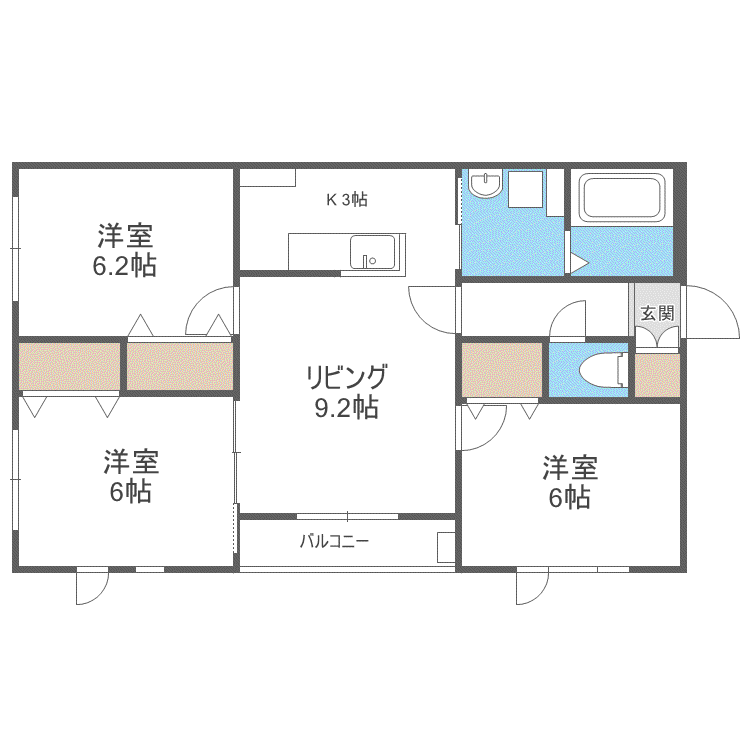 L・A大通(3LDK/2階)の間取り写真