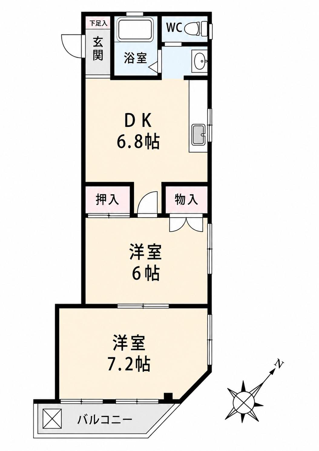 花みずき5(2DK/3階)の間取り写真
