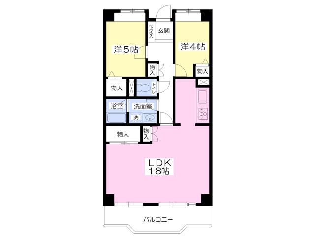 レジデンス上鷺(2LDK/4階)の間取り写真