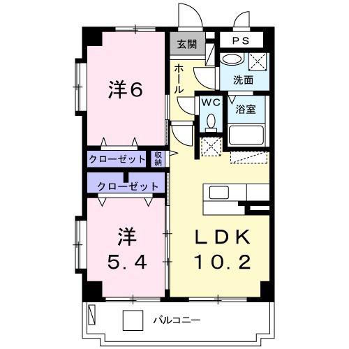 ヒルサイドマンションA(2LDK/3階)の間取り写真