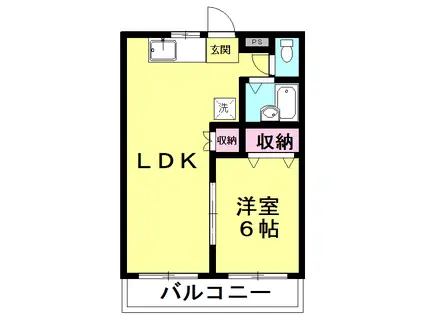 エスパシオ関口A(1LDK/2階)の間取り写真