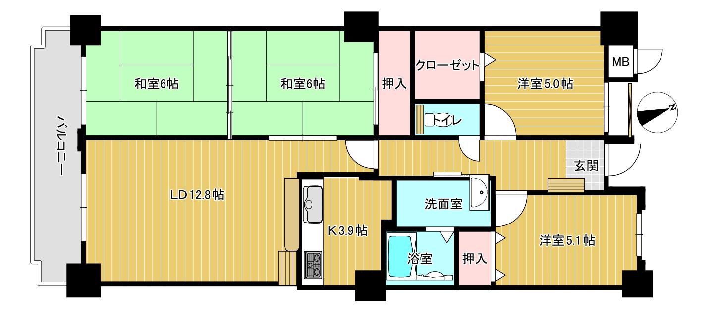ドゥルペール(4LDK/3階)の間取り写真