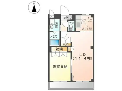 エーデルハイムIV(1LDK/1階)の間取り写真