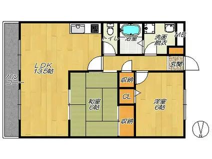サンシャインミフネ(2LDK/3階)の間取り写真