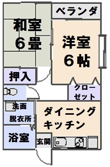 ベルメゾン(2DK/2階)の間取り写真