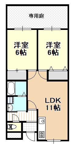 オーク岸和田(2LDK/2階)の間取り写真