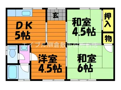 小山アパート(3DK/2階)の間取り写真