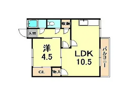 マンション空田B棟(1LDK/4階)の間取り写真