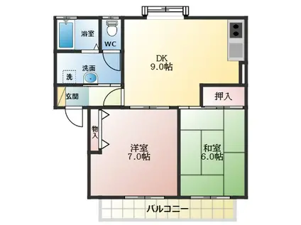 エクセルコーポ陵南(2LDK/2階)の間取り写真