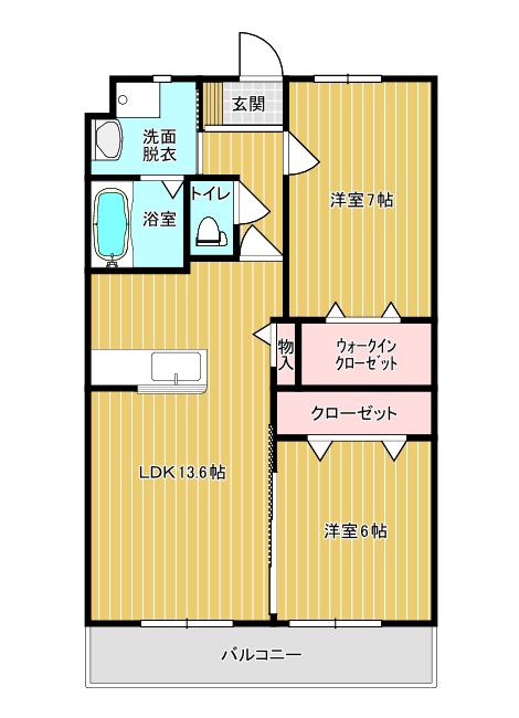サンプラス(2LDK/1階)の間取り写真