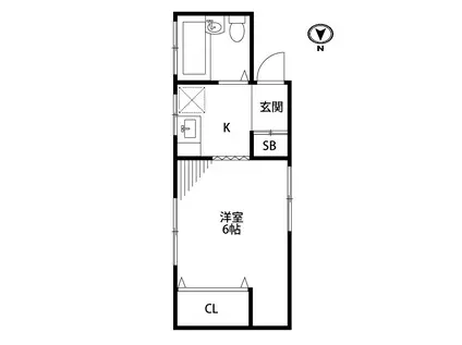 神山コーポ(1K/2階)の間取り写真