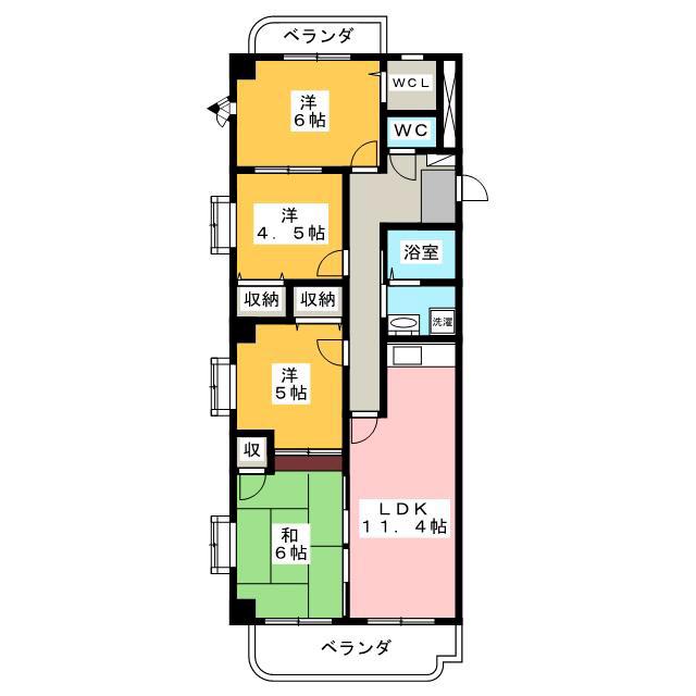 ホワイトヴィラE棟(4LDK/3階)の間取り写真