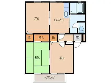 ウインディア上田(3DK/2階)の間取り写真