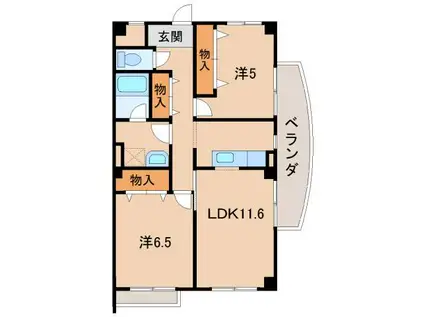 グリーンフル吉田(2LDK/2階)の間取り写真