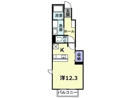 イーストハイムII(ワンルーム/1階)の間取り写真