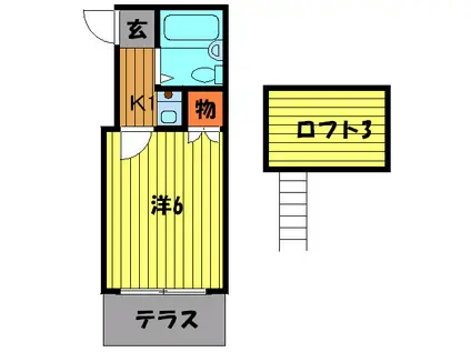 MSコート稲田(1K/1階)の間取り写真