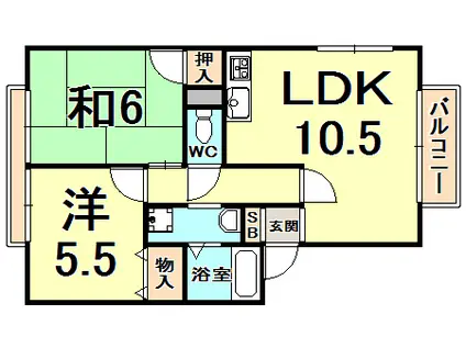 アネシス愛宕山2(2LDK/2階)の間取り写真