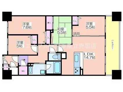 キングマンション大阪ベイ(4LDK/15階)の間取り写真