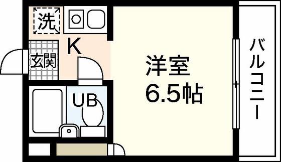 コーポ円満地(ワンルーム/2階)の間取り写真