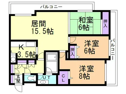 りらガーデン登別(3LDK/4階)の間取り写真