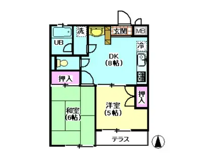 京急空港線 大鳥居駅 徒歩9分 4階建 築35年(2DK/4階)の間取り写真