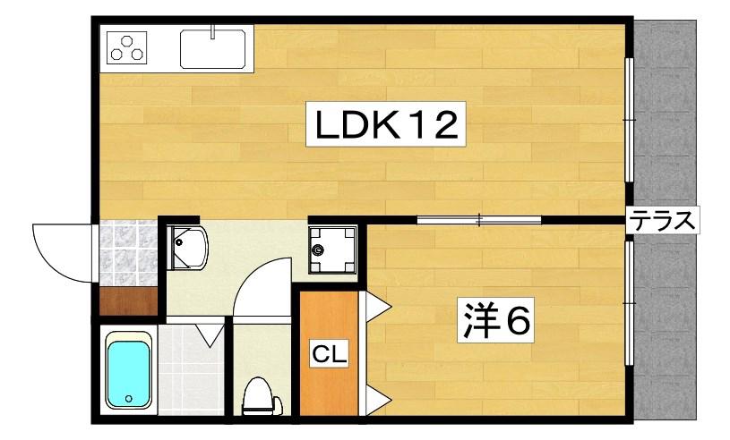 良野マンション(1LDK/1階)の間取り写真