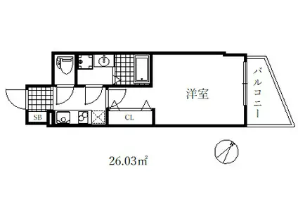 レジデンス神戸ビヴィオ(1K/3階)の間取り写真