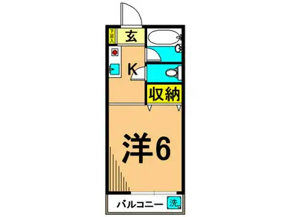 ショウキン東大井ハイツ(1K/1階)の間取り写真