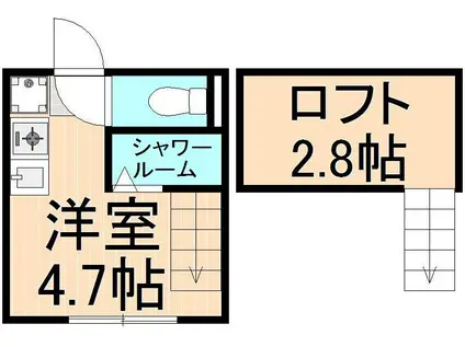 ハーモニーテラス日ノ出町II(ワンルーム/1階)の間取り写真