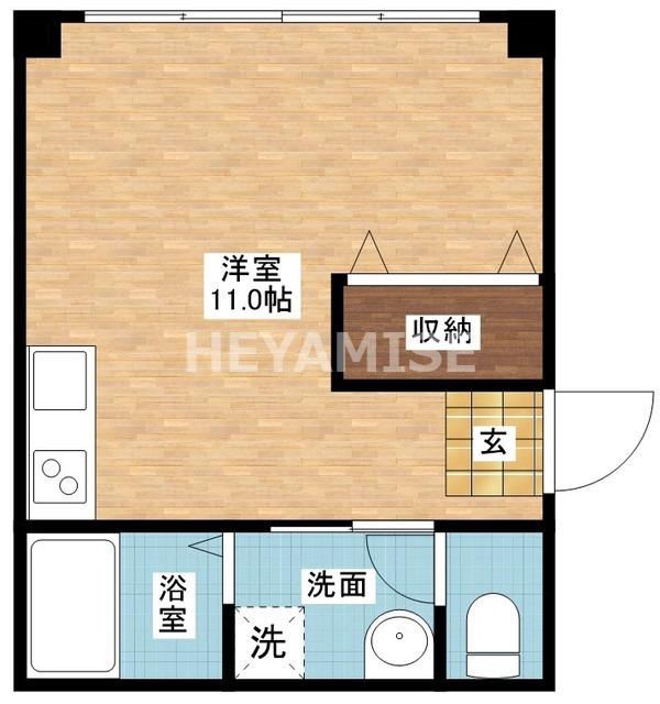 ライズ中園(ワンルーム/2階)の間取り写真