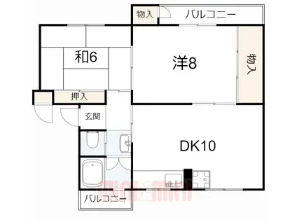 鶴甲コーポ15号棟(2LDK/4階)の間取り写真