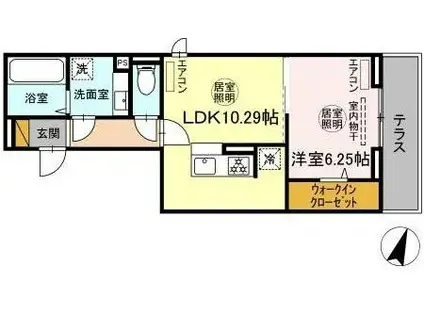 D-ROOM末広4丁目 A棟(1LDK/1階)の間取り写真