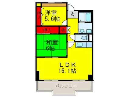 ポルト堺II(2LDK/11階)の間取り写真