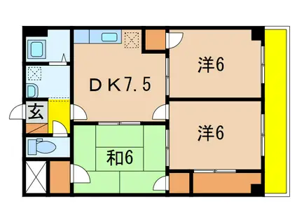 マンション川崎(3DK/1階)の間取り写真