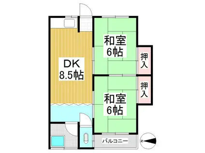 木次アパート(2DK/2階)の間取り写真