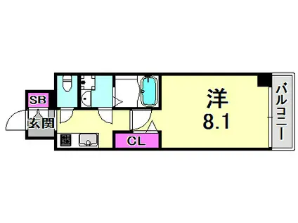 アドバンス神戸ラフィナート(1K/11階)の間取り写真
