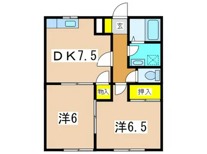 サンバレープラザA棟(2DK/1階)の間取り写真
