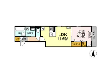 ASAKAWA1(1LDK/2階)の間取り写真