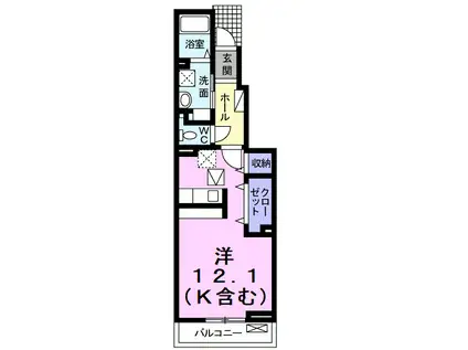 メゾンクラール(ワンルーム/1階)の間取り写真