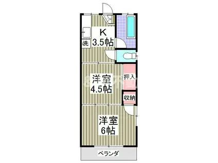 富士コーポ(2K/4階)の間取り写真