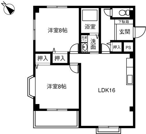 フリーデン柏原(2LDK/2階)の間取り写真