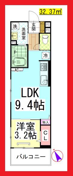 DL D PAINA TAKAKURA (1LDK/1階)の間取り写真