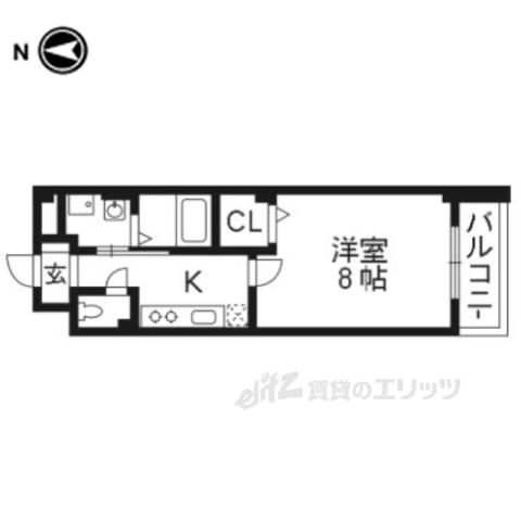 プラシード鳥羽Ⅰ(1K/1階)の間取り写真