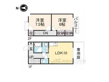 市ノ坪ハイツ(2LDK/2階)の間取り写真
