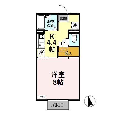 パンシオン額新保(1K/2階)の間取り写真
