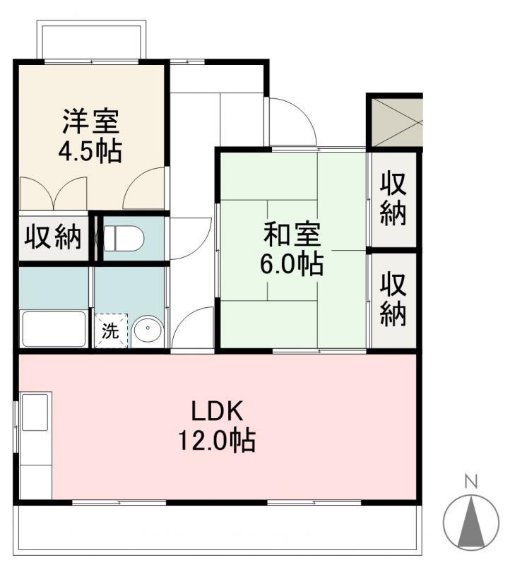 シーサイドハイツ屋島(2LDK/4階)の間取り写真