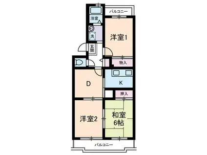 パークヒル航空公園II(3DK/5階)の間取り写真